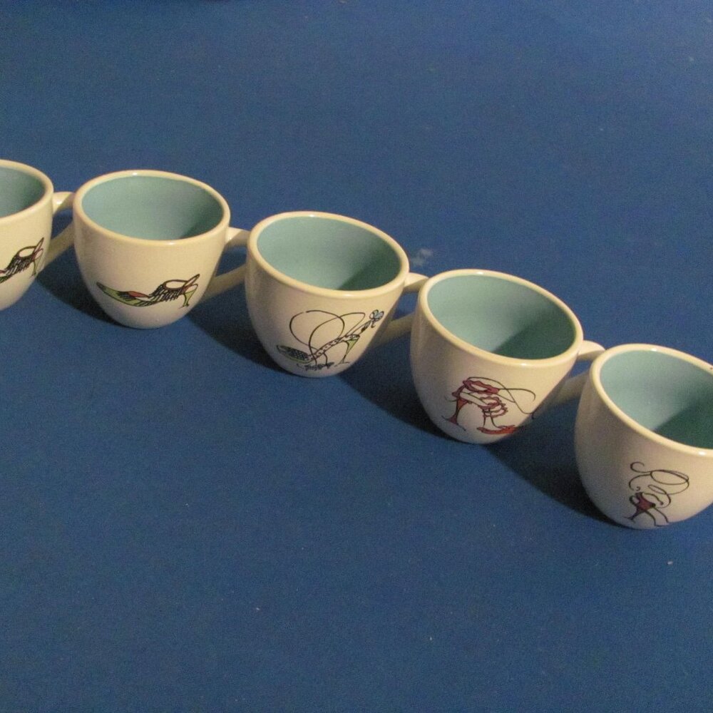 Set of 5 Vintage Rosanna Demitasse Espresso Cups Mugs High Heel Shoe Design
